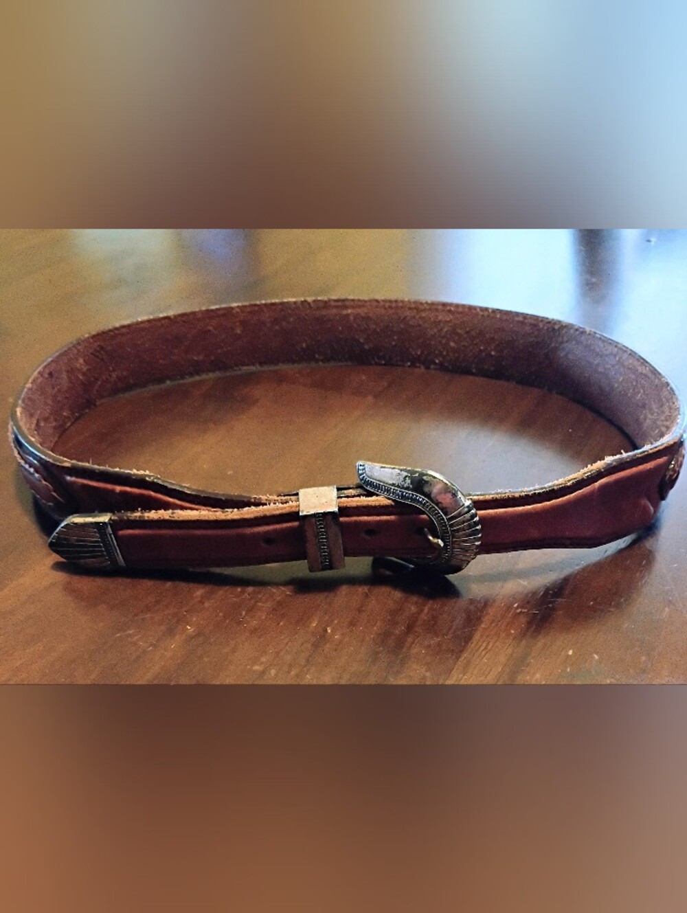 Genuine Leather Unisex Brown Belt with Silver Buckle Size 32-34